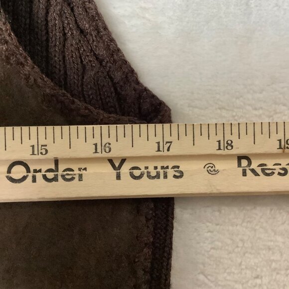 Vtg Designer Originals Women Small Brown Sleeveless Zip Up Vest 100% Suede Front - Picture 5 of 7